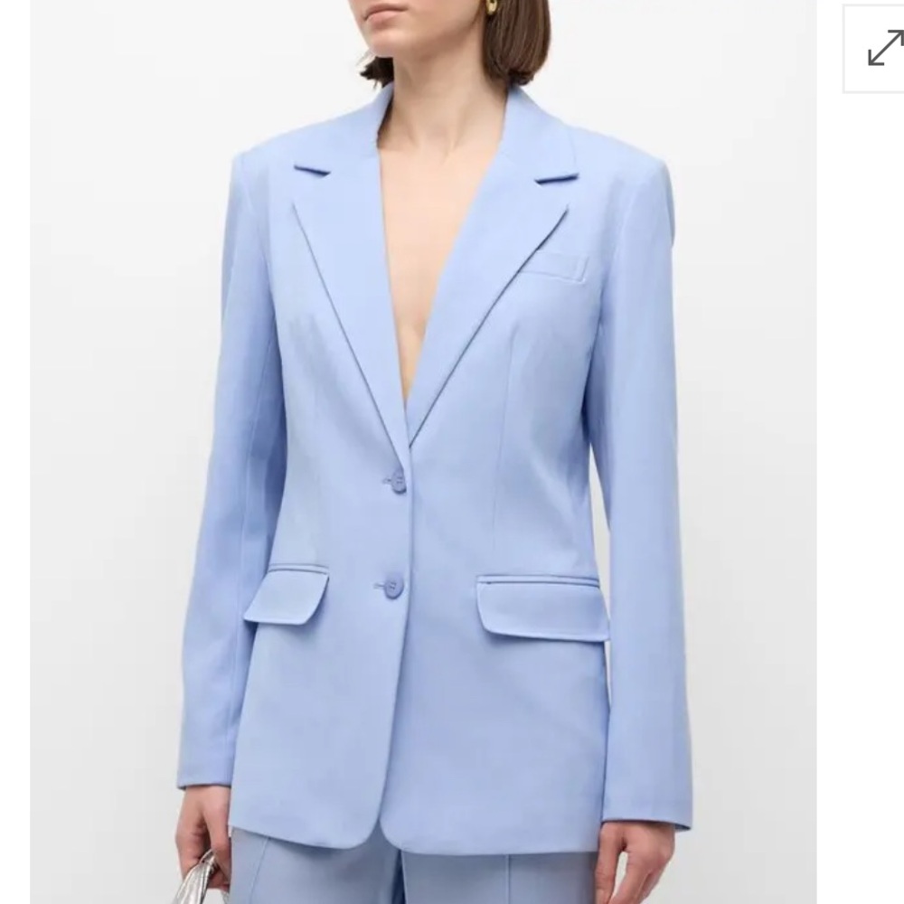 STAUD Sky Blue Single-Breasted Blazer
